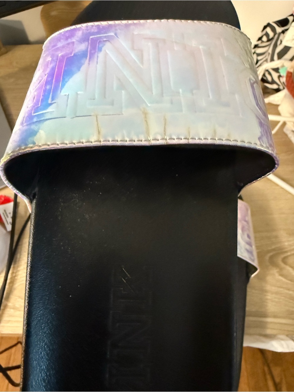 PINK Victoria's Secret Iridescent Multicolor Slide Sandals - Picture 5 of 5